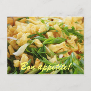 green onion and rice chips postcard