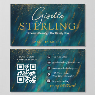 Green Opal Stone QR Code Business Card