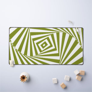 Green Optical Illusion Desk Mat – Modern 3D 