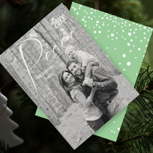 Green or any Colour Peace Holiday Family Photo Card