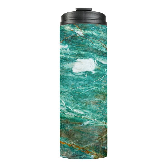 Green or Emerald Marble texture background Thermal Tumbler (Front)