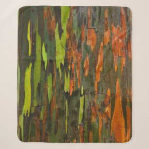 Green, orange, and black abstract painting sherpa blanket