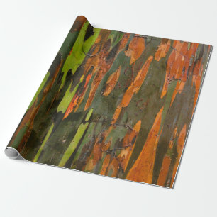 Green, orange, and black abstract painting wrapping paper