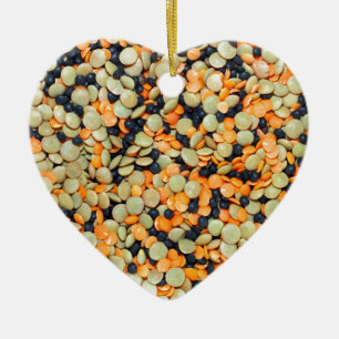 Green, Orange and Black Lentils Ceramic Ornament