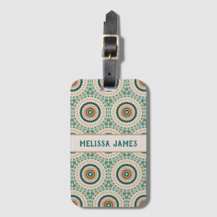 Green Orange And Blue Boho Chic Circle Pattern Luggage Tag