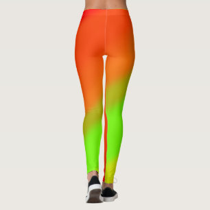 Green Orange and Red Waves Leggings
