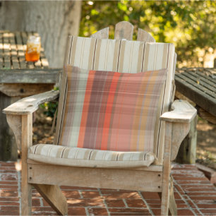 Green orange and yellow plaid cushion