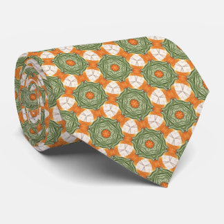 Green, Orange Autumn Colours Pattern Tie