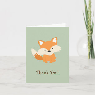 Green & Orange Baby Fox Thank You Card