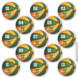 green orange basketball custom 13 players names