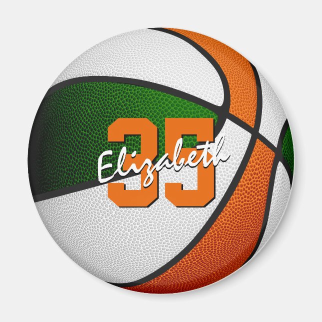 green orange basketball party favours under 10 magnet (Front)