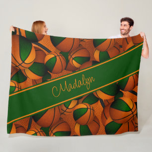 green orange basketball team colours girls sports fleece blanket
