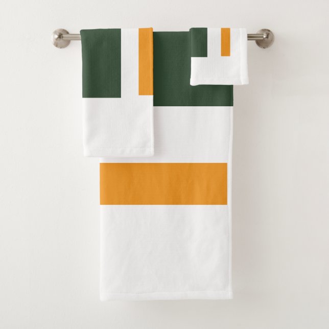 Green orange bath towel set (Insitu)