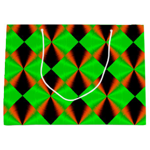 Green Orange Black COOL Pattern Large Gift Bag
