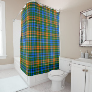 Green Orange Blue Plaid Tartan Design Shower Curtain