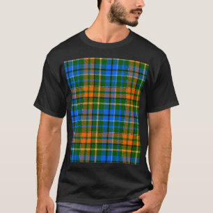 Green Orange Blue Plaid Tartan Design  T-Shirt