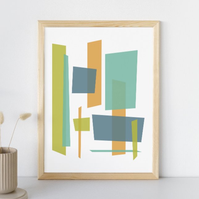 Green Orange Blue See Through Abstract Rectangles Poster (Creator Uploaded)