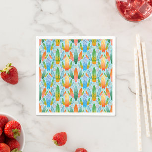 Green Orange & Blue Summer Surfing Surfboards Napkin