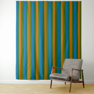 Green Orange Blue Vertical Stripes Design Tapestry