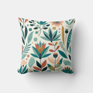 Green Orange Bold Modern Floral Print Pattern Cushion
