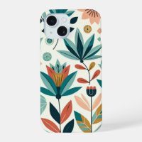 Green Orange Bold Modern Floral Print Pattern
