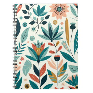 Green Orange Bold Modern Floral Print Pattern Notebook