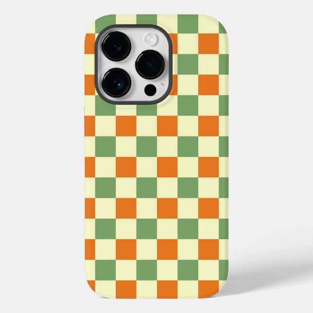 Green Orange Brown Chequered Gingham Pattern Case-Mate iPhone Case (Back)