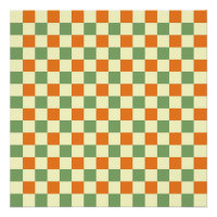 Green Orange Brown Chequered Gingham Pattern