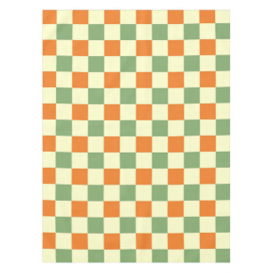 Green Orange Brown Chequered Gingham Pattern Tablecloth
