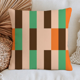 Green, Orange& Brown RETRO Geometric Pattern Cushion