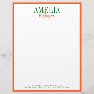 Green Orange Chic Contrast Stylish Letterhead