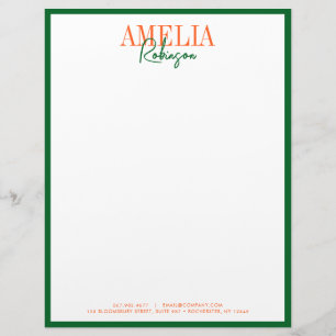 Green Orange Chic Contrast Stylish Letterhead