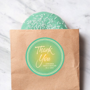 Green & Orange Citrus Gradient Sweet 16 Thank You Classic Round Sticker
