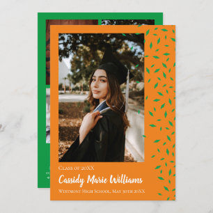 Green Orange Confetti Graduation Announcement
