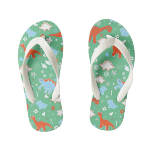 Green Orange Dinosaur Pattern Kid's Thongs