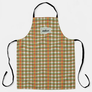 Green Orange Gingham Apron