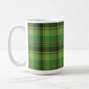 GREEN & ORANGE IRISH PLAID PATTERN COFFEE MUG