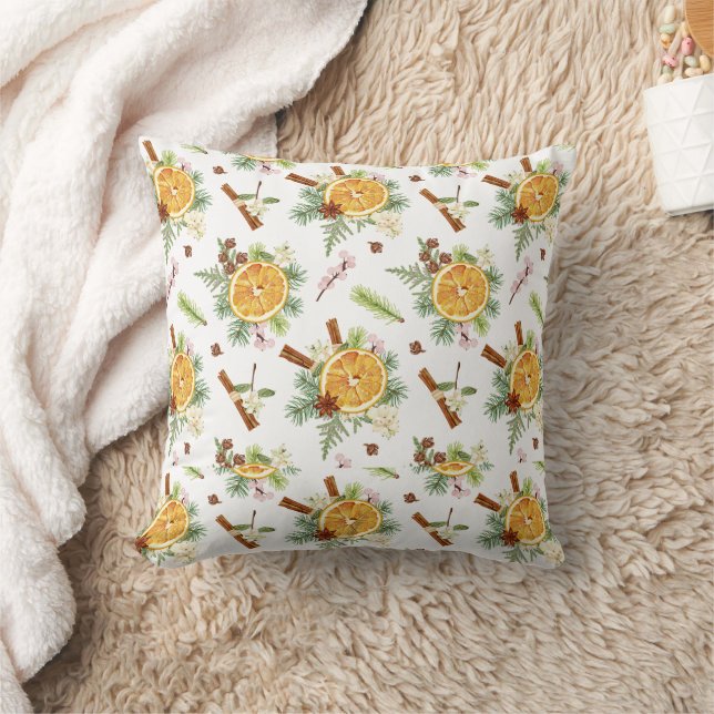 Green Orange Joyful Christmas Holiday Gift  Cushion (Blanket)