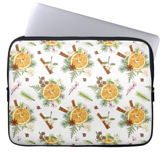 Green Orange Joyful Christmas Holiday Gift  Laptop Sleeve (Front)