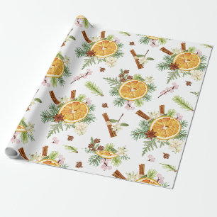Green Orange Joyful Christmas Holiday Gift Wrapping Paper