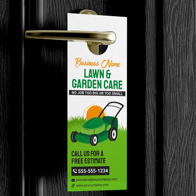 Green & Orange Lawn & Garden Care Mower Mulching Door Hanger (Creator Uploaded)