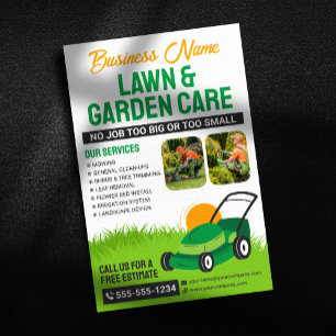 Green & Orange Lawn & Garden Care Mower Mulching Flyer