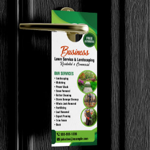 Green & Orange Lawncare Landscaping & Lawn Service Door Hanger
