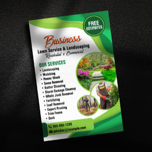 Green & Orange Lawncare Landscaping & Lawn Service Flyer