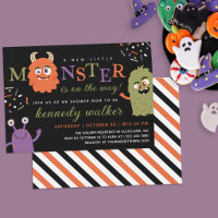 Green Orange Little Monster Halloween Baby Shower