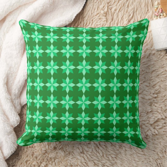 GREEN & ORANGE MARDI GRAS STAR PATTERNS CUSHION (Blanket)