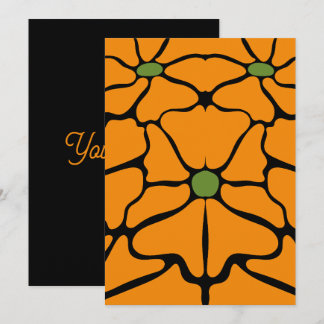 Green & Orange Modern Abstract Floral Invitation