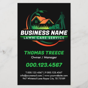 Green Orange Modern Lawn Care Landscaping Service Flyer