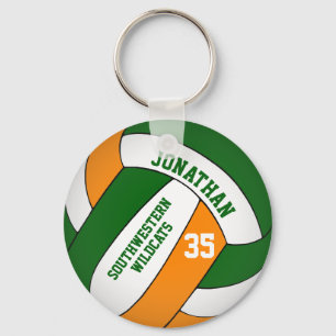 green orange personalised boys' volleyball key ring