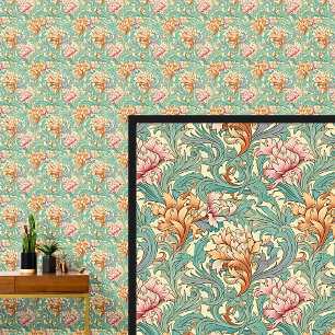 Green Orange Pink  Art Nouveau  Wallpaper